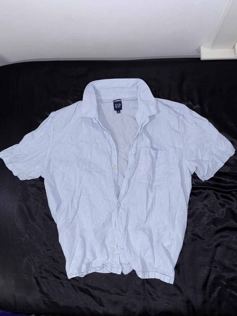 GAP Men’s Pale Blue Short Sleeve Button-Down Shirt XL